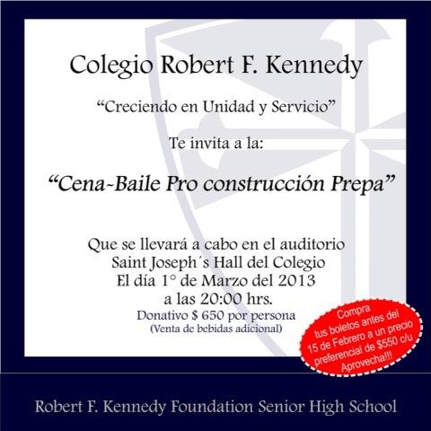Próximo evento a beneficio de la Fundación Colegio Robert F. Kennedy I.A.P.